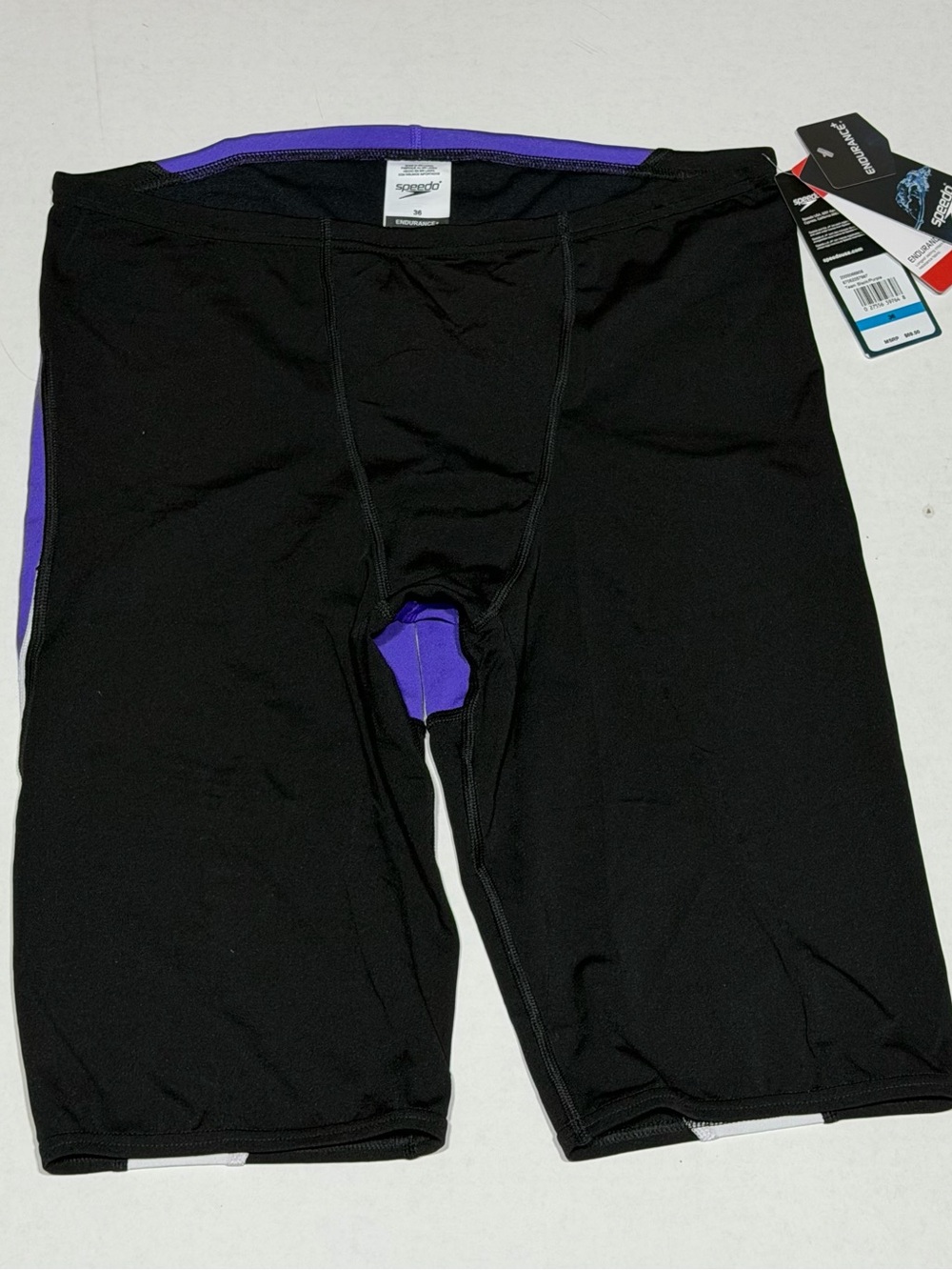 Speedo Endurance black & Purple Swim Shorts NWT